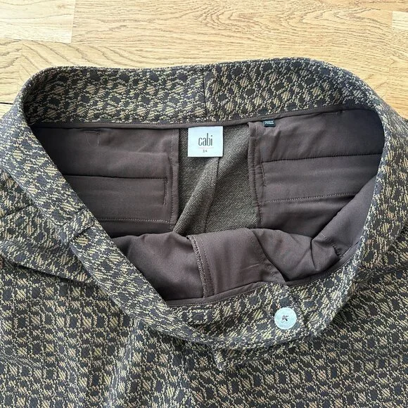 Cabi Director Trouser Style #4505 - Brown & Black Gold Print Sz 14 - Picture 16 of 16